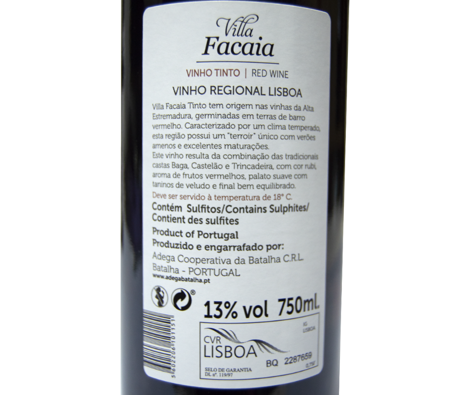 VINHO TINTO VILLA FACAIA 0.75L