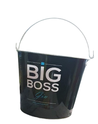 Balde BIG BOSS de metal com asas preto/branco/azul